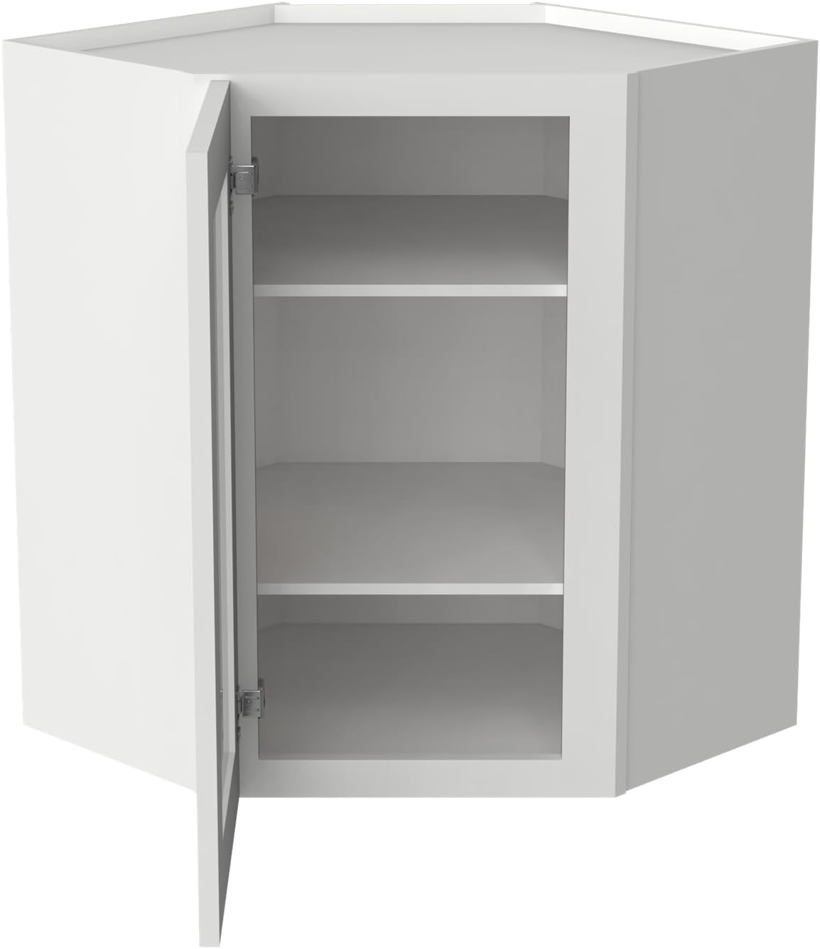 Glass Cabinet Style Corner Cabinet with Solid Wood Door,Freestanding Storage Organizer with Adjustable Shelves for Kitchen,Bathroom,Office （Glass Not Included) (SK-Origami White, 24"W x 12"D x 30"H)