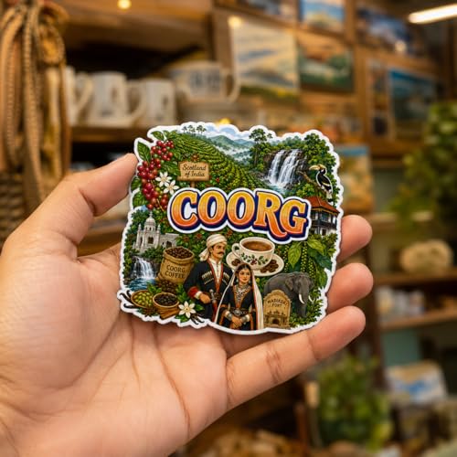 Image of Zesta Wooden Fridge Magnets Set | Refrigerator Decor Magnets for Kitchen | India Souvenir Fridge Magnet Collection | Wooden Magnet for Fridge Door Decoration (Coorg)
