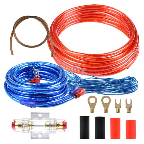 Endstufe Kabel Set, Verstärker Kabelsatz 10GA Kfz, Anschluss-Set Auto Verstärker Kabels Sets, Subwoofer Kabel Endstufe Kit, Car Audio Wire, 1500W 4,5 Meter Installations Car Verstärker Kabelset