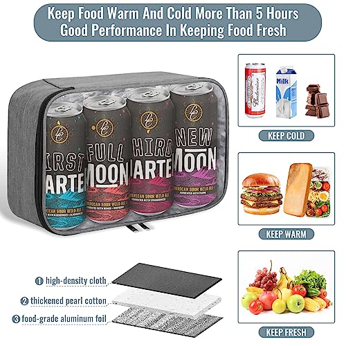 lmytdo Lunch Bag for Men 3.6L Lunch Box Wide Open Insulated Cooler Bag Waterproof Leak-Proof Thermal Lunch Bag with Handle for Adults Kids School Outdoor Picnic Work (Grey) - Image 3