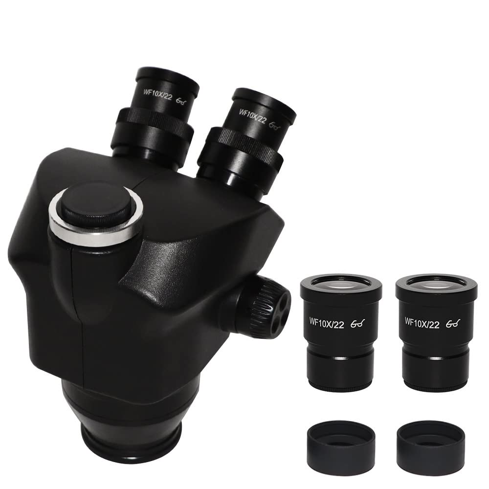 Microscope Black Color Simul Focal 7X-45X 3.5X-90X Trinocular Microscope 0.5X 2.0X Auxiliary Lens+ Zoom Stereo Microscope Head(7X-90X)