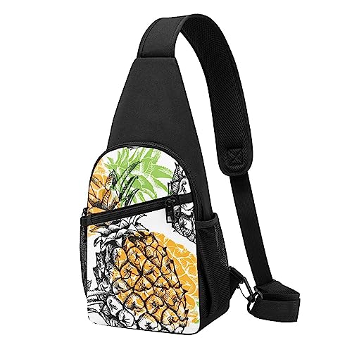 Sac à dos ananas jaune noir avec bretelles confortables et grand volume