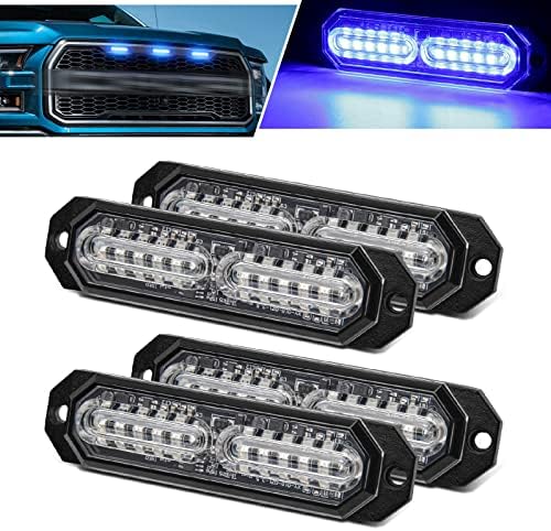 OPP ULITE 12LED Amber Emergency Hazard Strobe Warning Grille Working Light Bar for 12-24V Car Vehicle, Waterproof Safety Flashing Beacon Light for Truck Van Trailer Caravan Camper(CB-02-2PCS)