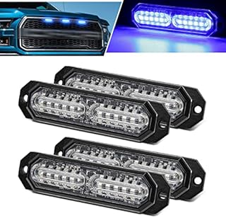 OPP ULITE 12LED Amber Emergency Hazard Strobe Warning Grille Working Light Bar for 12-24V Car Vehicle, Waterproof Safety Flashing Beacon Light for Truck Van Trailer Caravan Camper(CB-02-2PCS)