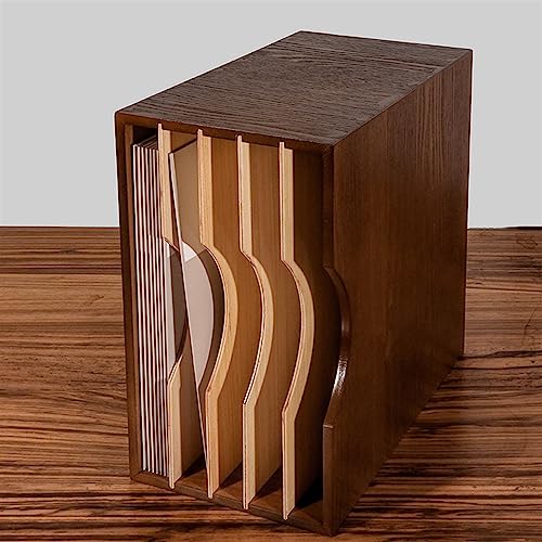 Soporte de CD y vinilos en madera de roble con divisor removible para 40 discos 6