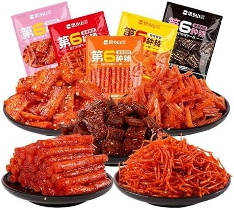5 kinds of spicy noodles，Handmade Spicy Strip Spicy Stick Spicy Bar Small Gluten, latiao Snacks, Chinese snacks,Instant Delicious Handmade Spicy Snacks，Sweet and spicy traditional gluten (10 bag)
