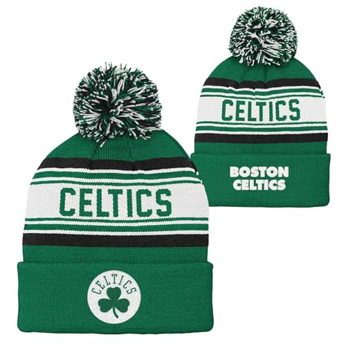 NBA Kids Youth Official Primary Logo Sport Knit Cold Weather Cuffed Pom Beanie Hat 8-20 (US Alpha One Size Boston Celtics)