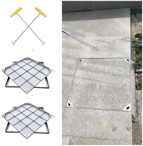 Stainless Steel Septic Tank Manhole Cover - Invisible Hidden Sewage Solution for Driveway, Patio, Pedestrian Access & Commercial Landscaping - Durable, Weather-Resistant Design