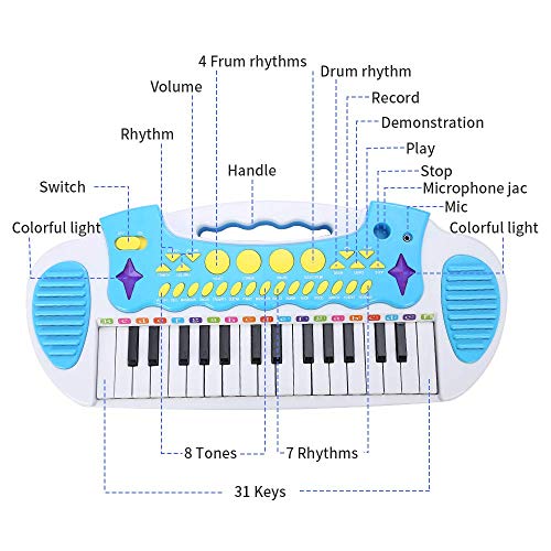 image for Love&Mini Piano Toy Keyboard for Kids - Baby Girls Toys with 31 Keys a