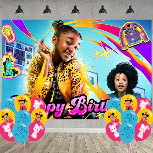 That Girl Birthday Party Decoration Photo Background 5 x 3 FT and 18 Pcs Balloon Girl Merch Party Backdrop Supplies
