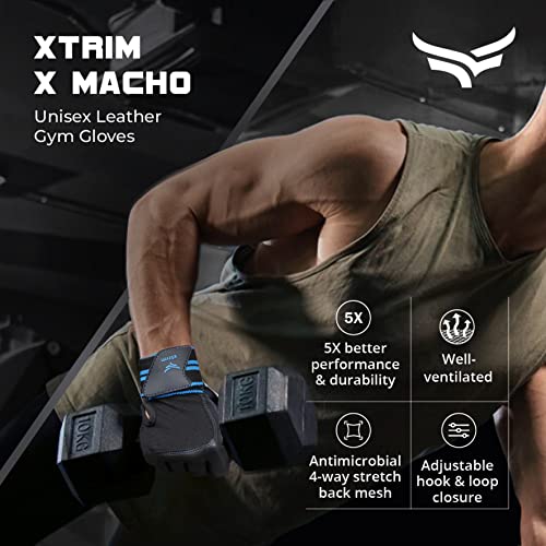 Image of XTRIM Gym Gloves for Men and Women, Gloves for Professional Weightlifting, Fitness Training and Workout (XL (Fits 8.5-9.5 inches), Blue)