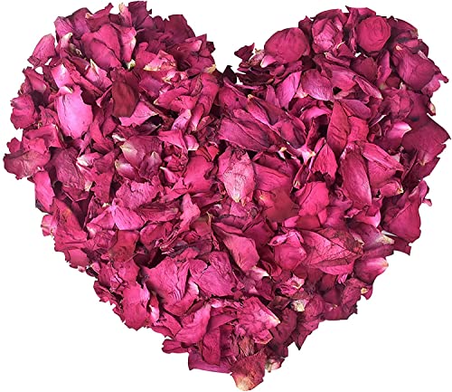 HUAPING Petalos Rosa Bañera,100g Pétalos De Rosa Secos, Naturales Petalos De Rosa para Pies Baño SPA, Real Pétalos De Flor Confeti para Decoración Bodas Fiestas Día San Valentín