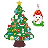 jollylife 3ft DIY Felt Christmas Tree Set Plus Snowman Advent Calendar - Xmas Decorations Wall Hanging 33 Ornaments Kids Gifts Party Supplies