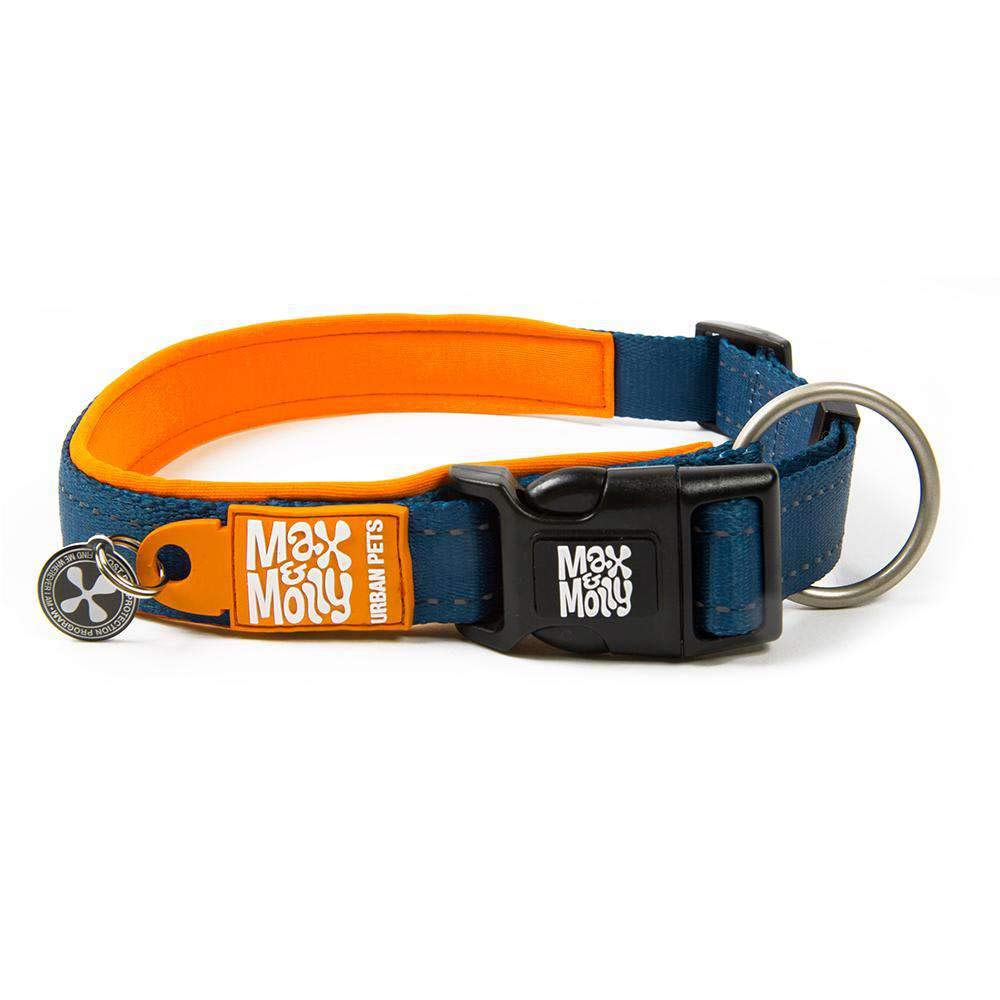 Max & Molly Matrix Orange Smart Id Collar |Comfortable | Odor Free Neoprene |Reflective Stitching | Smart Id Tag | Lost Pet Protection Program | Extraordinary Dog Collar, L