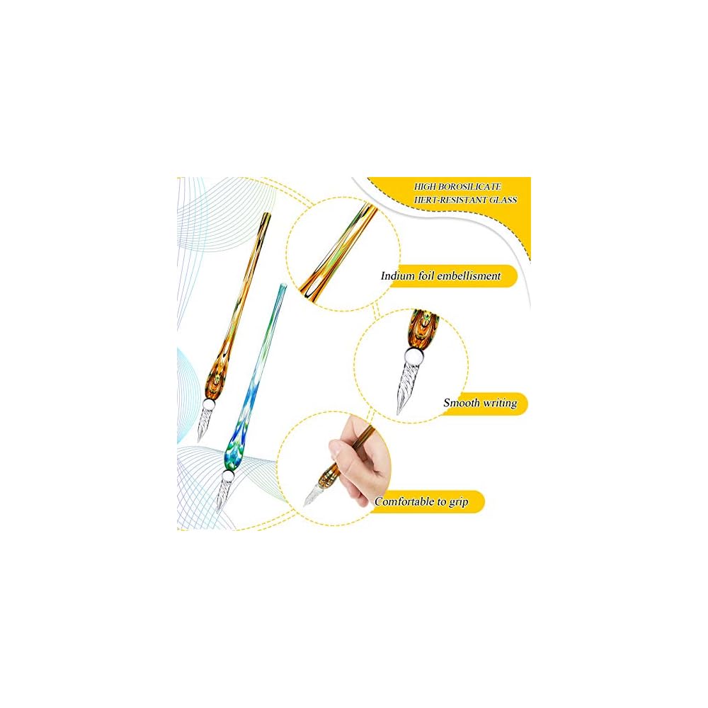 Glass Pen Molshine Handmade Glass Dip Pen Rainbow Spiral