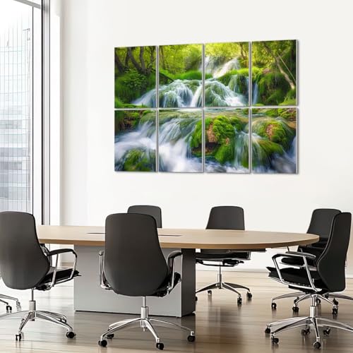 8 Pack Paneles Acústicos Artísticos para Absorción de Sonido con Diseño Cascada de Agua en Bosque, 48"x32", Autoadhesivos para Estudios de Grabación y Oficina miniatura 7