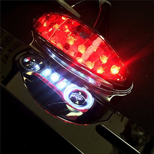 HONGK- Motorcycle Chrome Smoke LED Integrated All-in-one Taillight License Plate Light Plate Holder Compatible with ATV off-Road Suzuki Yamaha [B01BI87YKG]