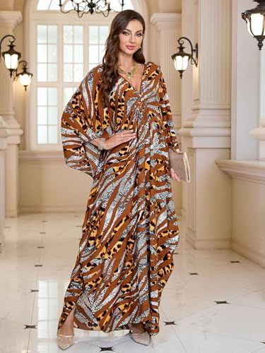 Image of KEYLORTING Plus Size Kaftan Dress Women, African Moo Moo Print Caftan, Batwing Dress, Beach Cover Up for Party and Loungewear