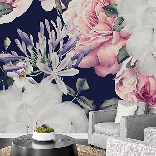 wall26 Removable Wall Sticker/Wall Mural Retro Vintage Rose Flower Garden Nature Wilderness Illustrations Realism Decorative Botanical Relax/Calm Floral for Living Room, Bedroom, Office - 100'x144'