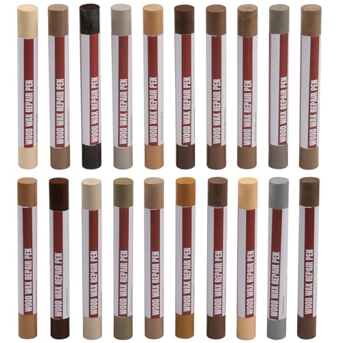 Uxney Wood Filler Sticks20 Colors Wood Repair Wax Crayons Furniture Markers Touch up for Repairing Scratches Scuffs Cracks Dings and Holes in Wood Floors Cabinets Furniture (Technicolor Series)