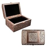 Vintage Jewelry Box Case | 9 Styles | Bronze or Silver Metallic Metal Plating with Floral Accent Designs | Perfect for Earrings Necklaces and...