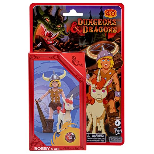 Dungeons & Dragons Cartoon Classics 6-Inch-Scale Bobby & Uni 2-Pack Action Figures, D&D 80s Cartoon, Includes d12 from Exclusive D&D Dice Set by Dungeons & Dragons - Used condition - US$10.40