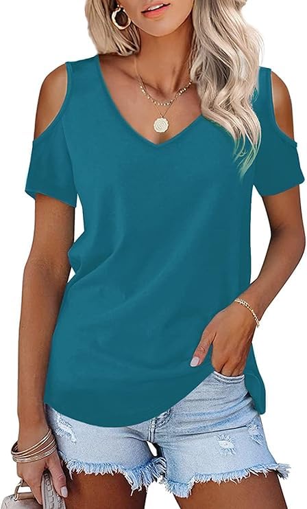 Schulterfreies Oberteil Damen Sommer Kleidung 2025 Basic Elegante Tunika T-Shirt Tops