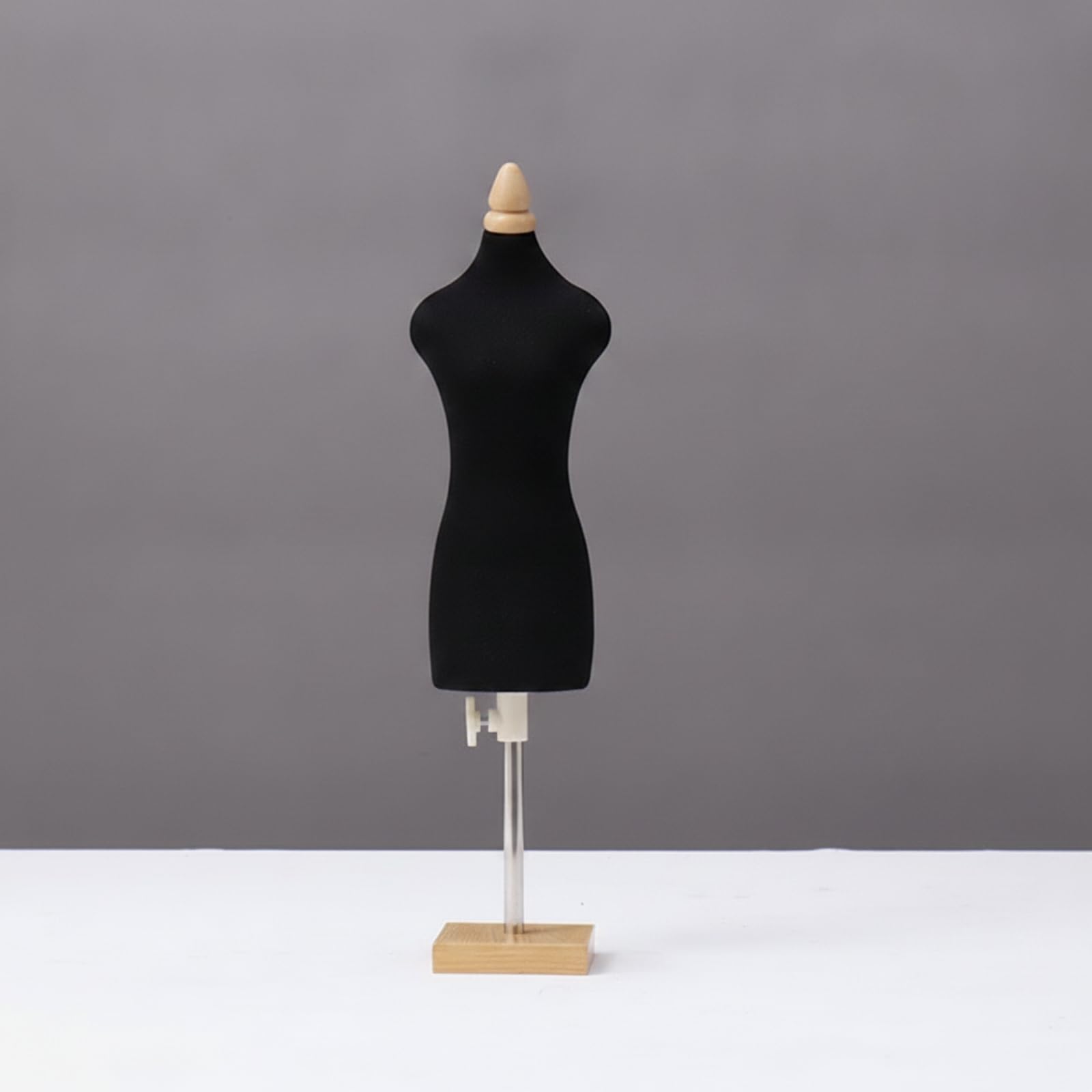 Busto da Cucito Regolabile Durevole , Modello 1/3 In Cotone Nero Con Base Quadrata In Legno