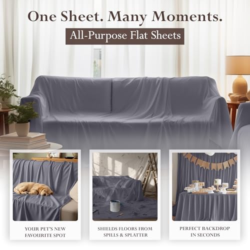 image for Utopia Bedding Flat Sheets - Pack of 6 - Soft Brushed Microfiber Fabri