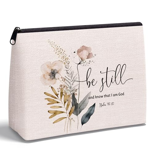 KAIOUS Christian Zipper Makeup Bag with Bible Verses Psalm 46:10