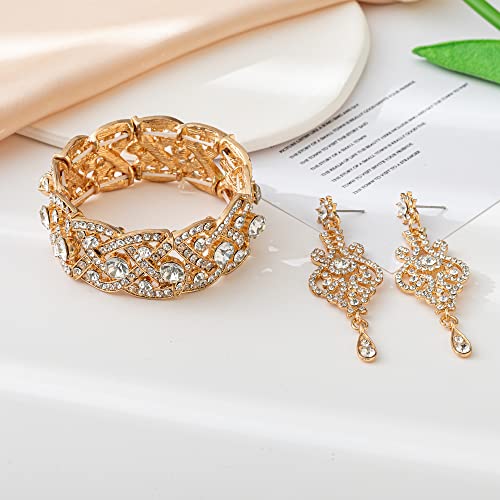 Paxuan Womens White Clear Rhinestone Crystal Wedding Bridal Bridesmaid Bracelet Jewelry Link Tennis Bracelet  thumb #5