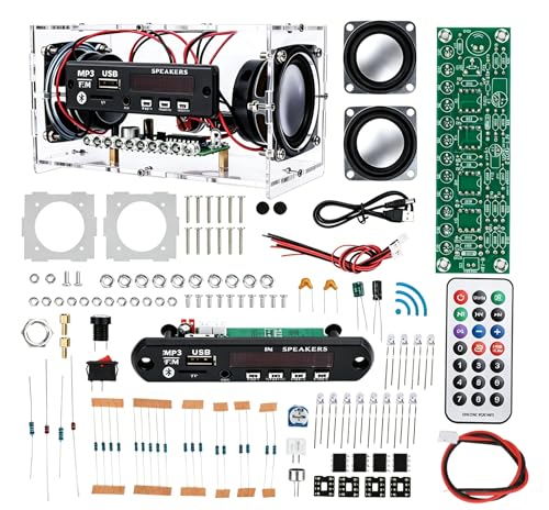 diymore DIY Bluetooth Speaker Kit USB Mini Stereo Amplifier Soldering Kit Radio Soldering Practice Kit Remote Control for TF/AUX/Bluetooth/USB Support for Home and School Education Gifts