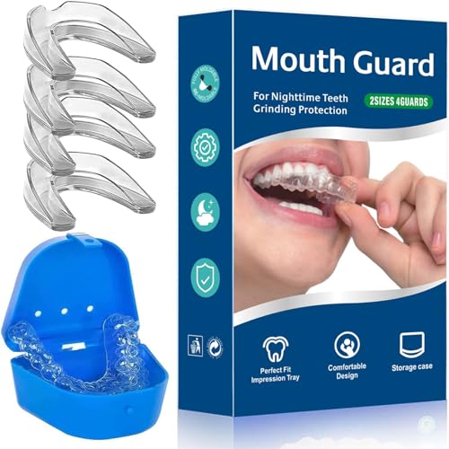 BDLLMDES Mouth Guard for Grinding Teeth at Night, 4 Pcs Night Guards for Teeth Grinding, Reusable Teeth Grinding Mouth Guard, Mouthguards for Grinding of Teeth, Night Mouth Guards for Teeth Grinding