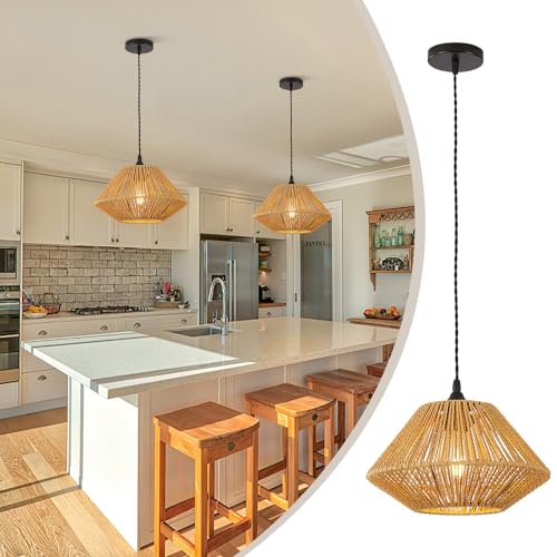 CXWV Pendant Light 11.8-inch Woven Hemp Rope Lamp E26 Base