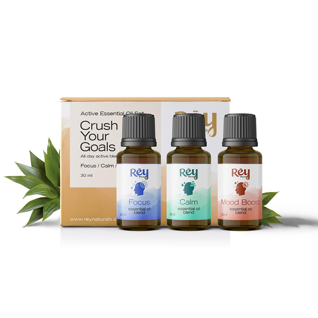 Rey Naturals 100% Natural Aroma Diffuser Essential Oil Set - Rest Focus Inspire - 3 Aromatherapy Blends for Home Fragrance | Stress relief and Headache relief (Lemon, Ylang Ylang & Lavender) (B0CBCC23G3) Amazon Price History, Amazon Price Tracker