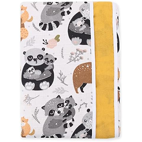 FENSILO Musselin Babydecke Baumwolle - zweilagige Swaddle 100x 145 cm, Baby Kuscheldecke oder Kinderwagendecke aus 100% Baumwollmusselin, weich und atmungsaktiv Cover