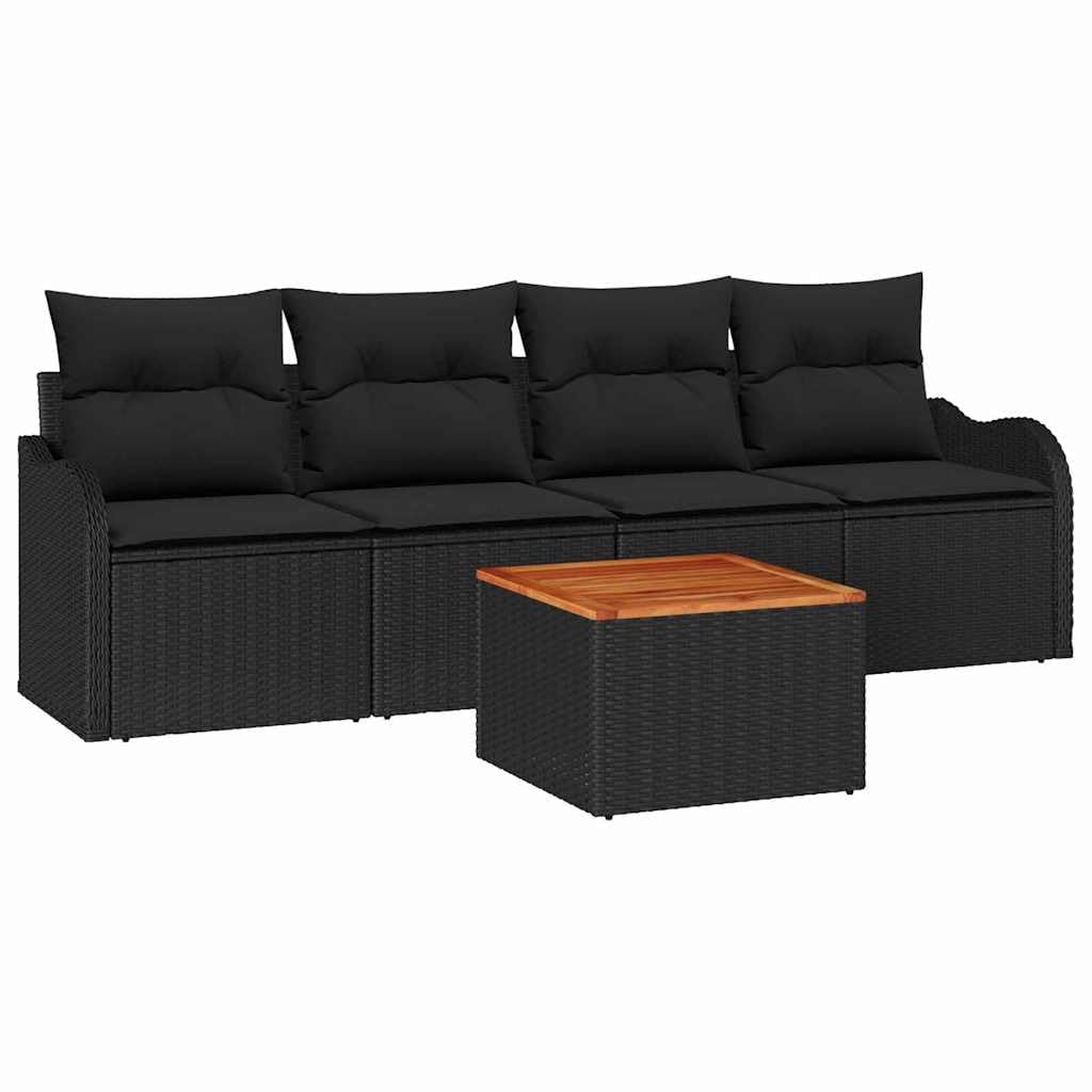 Canapé de jardin en polyrotin noir résistant aux UV et modulable de haute qualité