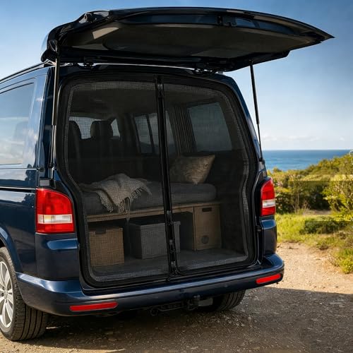 Protección solar para portón trasero de coche, solo apto para VW T5 T6, cubierta de maletero con tres cremalleras, cortina divisora magnética, mosquitera para camping, viajes