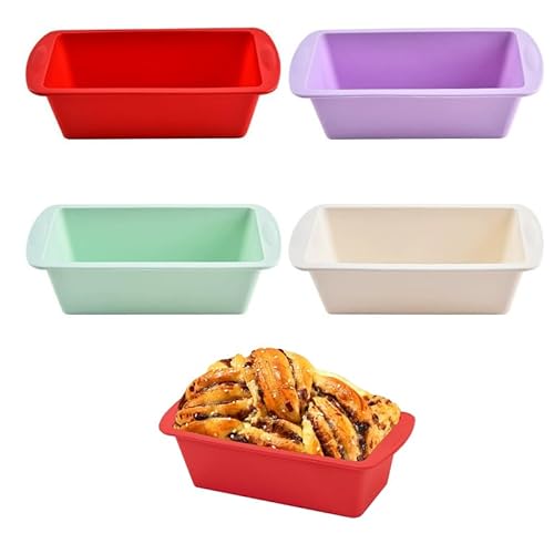 Neuytiky 4 Pezzi Stampo Plumcake,20 x 9,5 x 5,5 cm, Stampo per Pane in Cassetta, Torta Silicone per Dolci Rettangolare, Silicone Small Tortiera Rettangolare,Antiaderente Stampi per Dolci