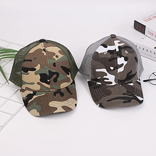 Camouflage Baseball Cap Adjustable Mesh Peak Hat Children Summer Sun Breathable Outdoor Sports for Boys Girls Green3
