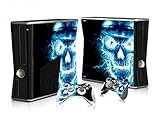 This set includes stickers for the XBOX 360 Slim console and two controllers