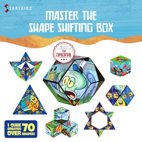Image of Shashibo Spongebob Squarepants Magnetic Puzzle Cube, Sensory Fidget Toy | 100+ Possible Shapes, Stress Relief Fidget Toy For Adults & Kids, Fun Shape Shifting Puzzle Box For All Ages
