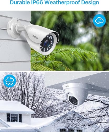 Image of ZOSI H.265+ 1080p 16 Channel Security Camera System, 16 Channel DVR Recorder and 8 x 1080p Weatherproof Surveillance CCTV Bullet Dome Camera Outdoor Indoor, 80ft Night Vision, 90 View Angle (No HDD)