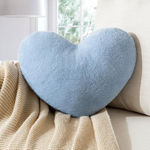 Vdoioe Heart Pillow Heart Shaped Throw Pillows Super Soft Faux Rabbit Fur Heart Throw Pillow Valentines Day Decorations Pillow,Wedding Decor, Women Girls Home Decoration