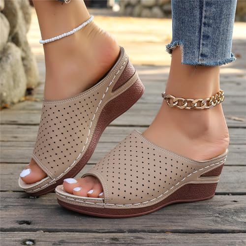 Wedge Sandals for Women Slingback Wedges Orthopedic Comfortable Arch Support Platform Slippers Summer Dressy Casual Slip on Wide Width Flat Sandal Lightweight Damping Sole Flip Flops2