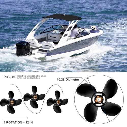 Image of Aluminum Boat Propeller(Interchangeable Hub Kits Included) Compatible with Mercury Engines 30hp 40hp 48hp 50hp 55hp 60hp,13 Spline,4 Blades,RH