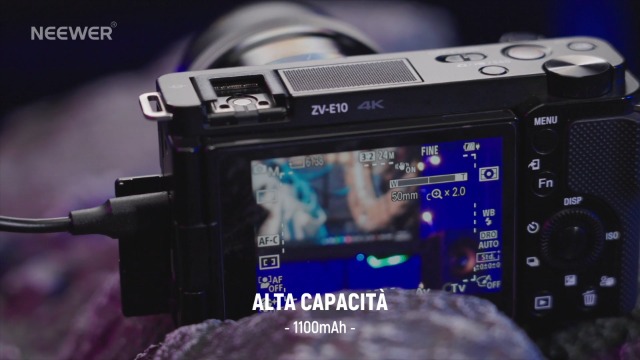 Kit 2 Batterie + Caricabatterie Da Viaggio Per Sony NP-FW50 – 7.2V 1950mAh, Compatibile Con A7, A6000, A6300, A6400, NEX, RX10, ZV-E10