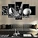 Black and White Paintings Golf Course Pictures Golf Ball Wall Art for Living Room Golfing Sports Artwork 5 Piece Prints on Canvas House Modern Decor Giclee Framed Stretched Ready to Hang(60'Wx 32'H)