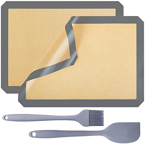 DONGQI 2 Piezas Tapete de Silicona para Hornear,Tapete de Cocción Lámina de Horno de Silicona Antiadherente, Lámina de Horno para Macaron Galletas Pizza Pan Pasta, Reutilizable (42 x 29,5 cm) Cover