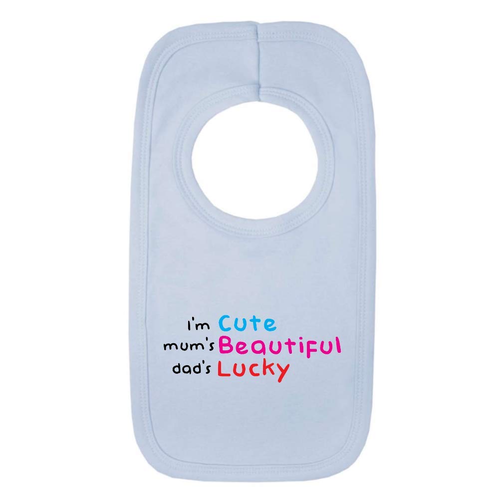 Kickass Tees Cute Lucky Beautiful 1 Baby Bib One Size Blue Funny Cute Sweet New Born Baby Shower Boy Girl